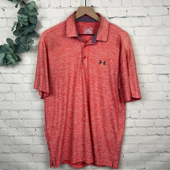 UNDER ARMOUR Loose Heat Gear Orange Men's Polo Shirt size medium - Picture 1 of 6